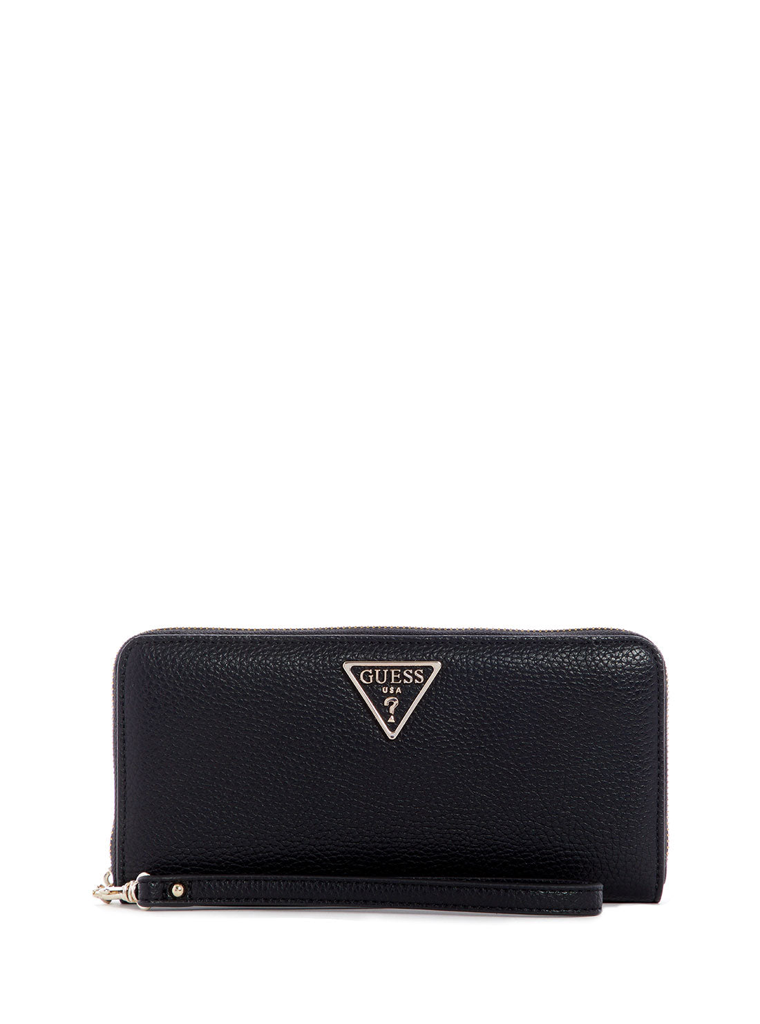 GUESS Black Large Zip Around Wallet front view