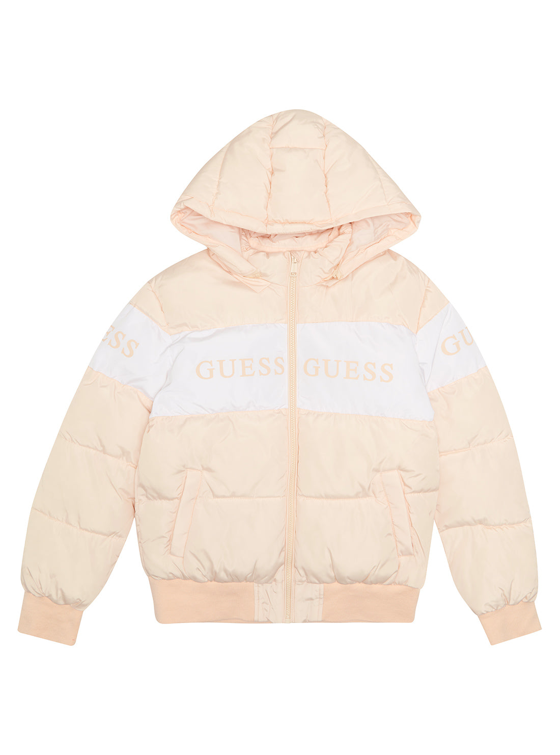 GUESS Big Girl Cosmic Vanilla Logo Padded Jacket (7-16) J2BL01WB240 Front View