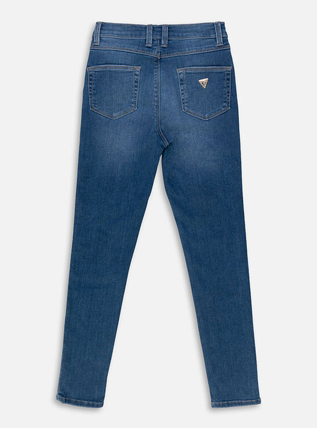 GUESS Big Girl Rhinestone Denim Skinny Jeans In Indigo Wash (7-16) Back View