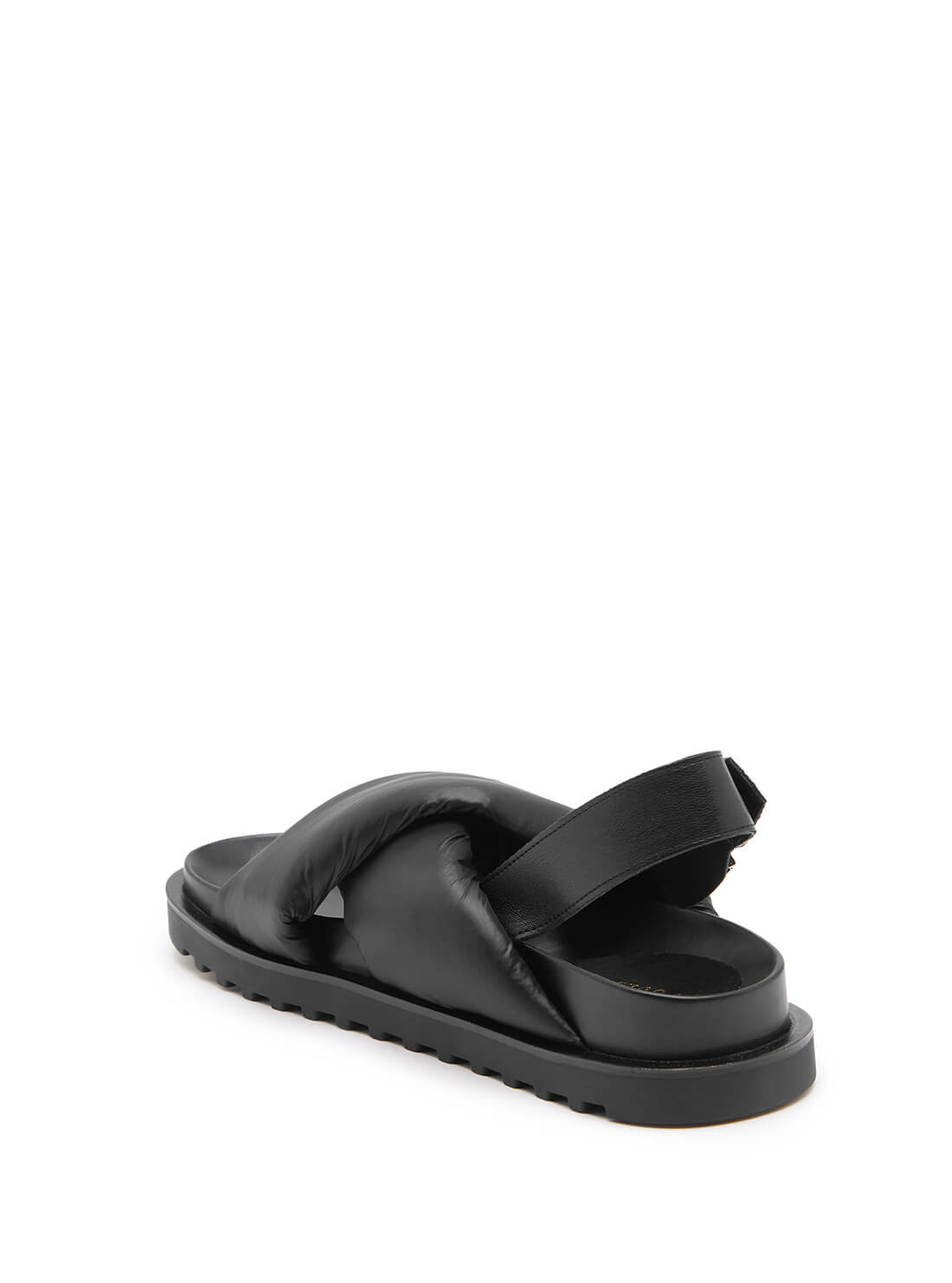 GUESS Womens Black Quilted Fabulus Flat Sandals FABULUS-A Back View