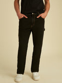 GUESS Mens GUESS Originals Straight Fit Carpenter Denim Jeans in Vintage Black Wash M1GA06R4AS0 Model Front View