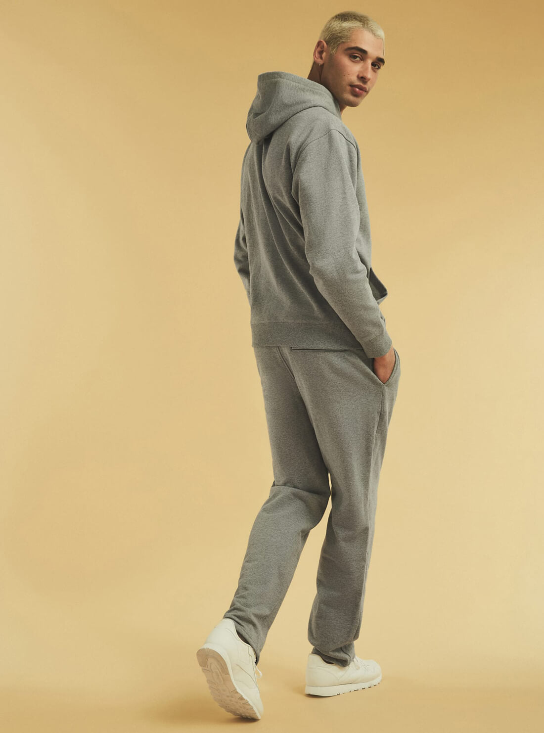 GUESS Mens GUESS Originals Grey Kit Hoodie MBYQ00RA1B3 Model Full Back  View