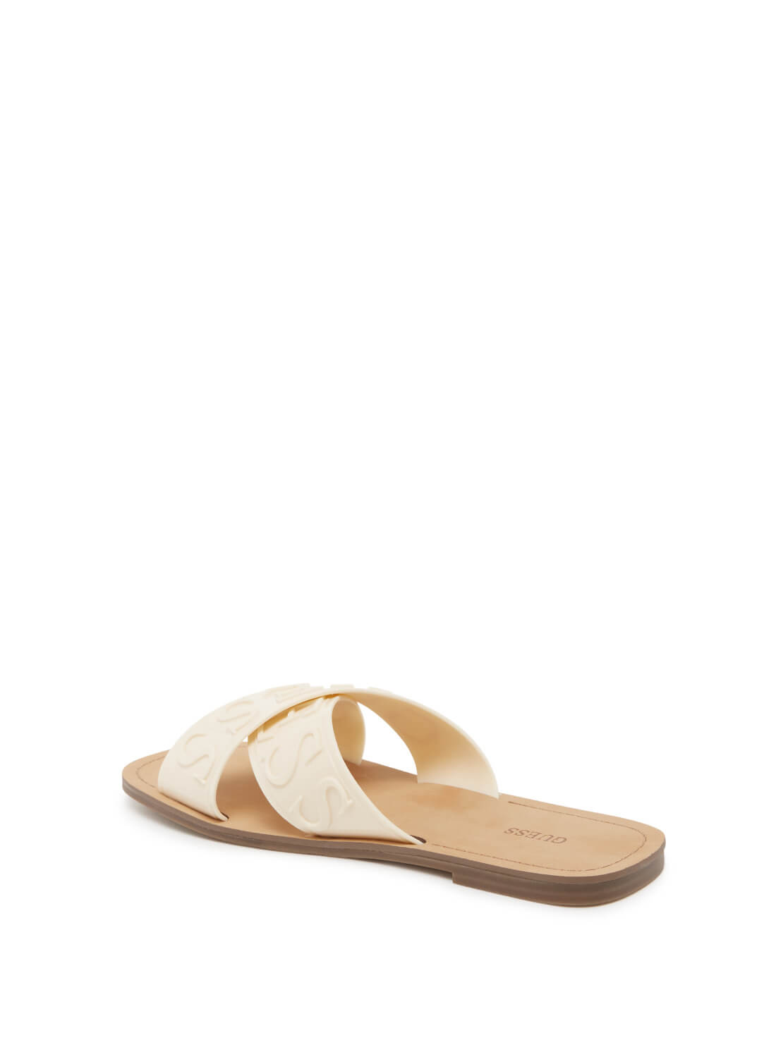 GUESS Womens Beige Gesabel Logo Slides GESABEL Back View