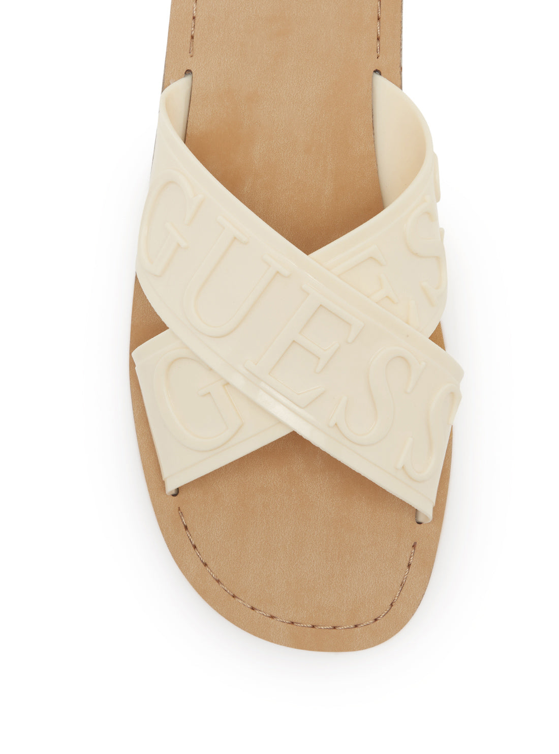 GUESS Womens Beige Gesabel Logo Slides GESABEL Top View