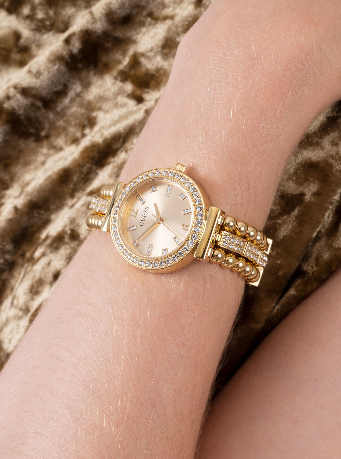 Gold Beaded Glitz Gala Watch