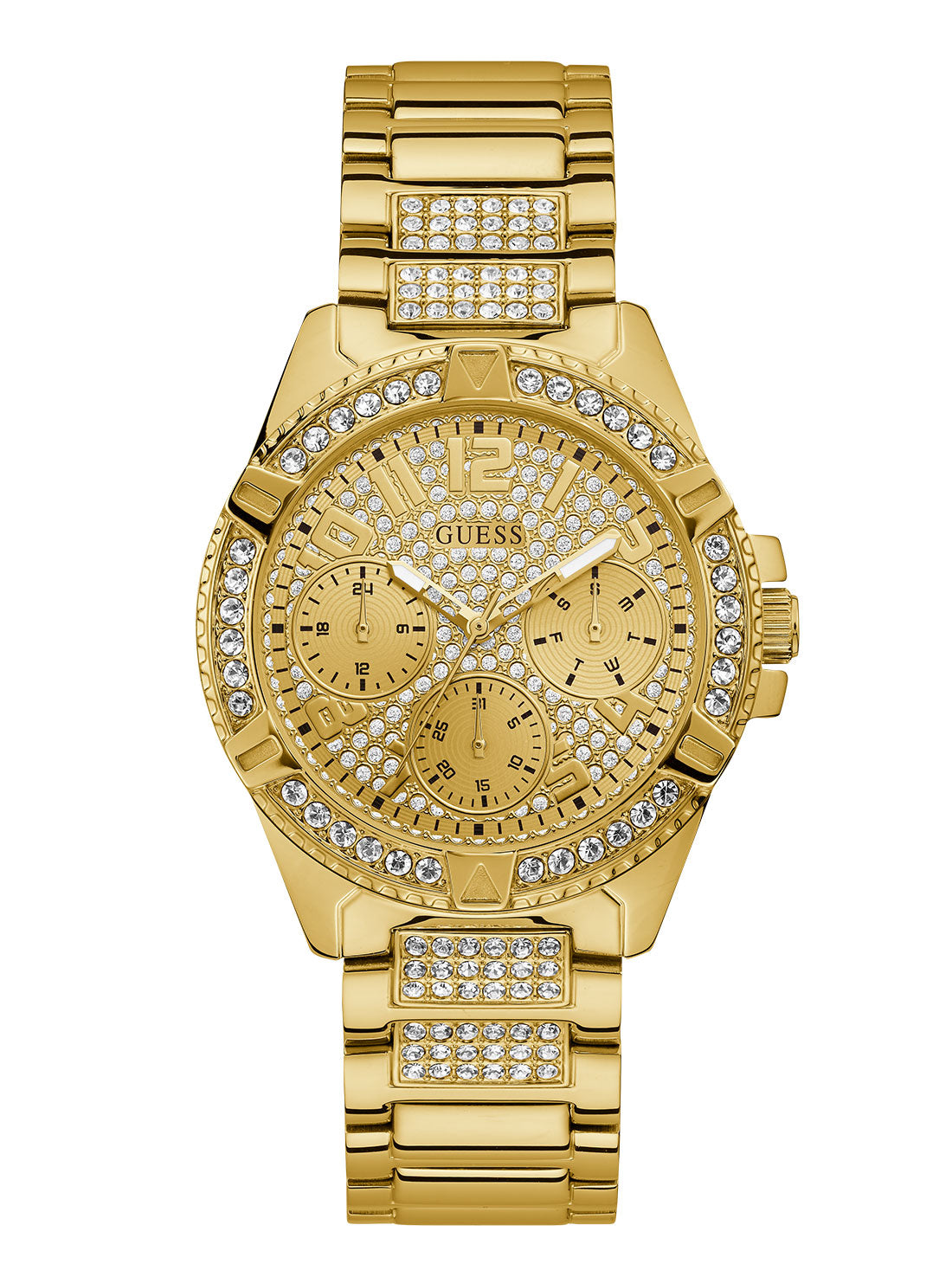 GUESS Womens Gold Crystal Lady Frontier Watch W1156L2 Front View