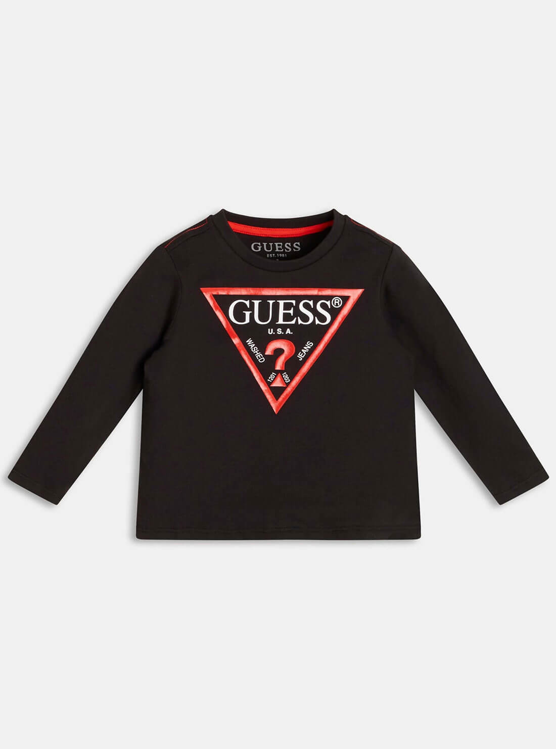 GUESS Little Boys Eco Black Triangle Logo T-Shirt (2-7) N84I24K8HM0 Front View