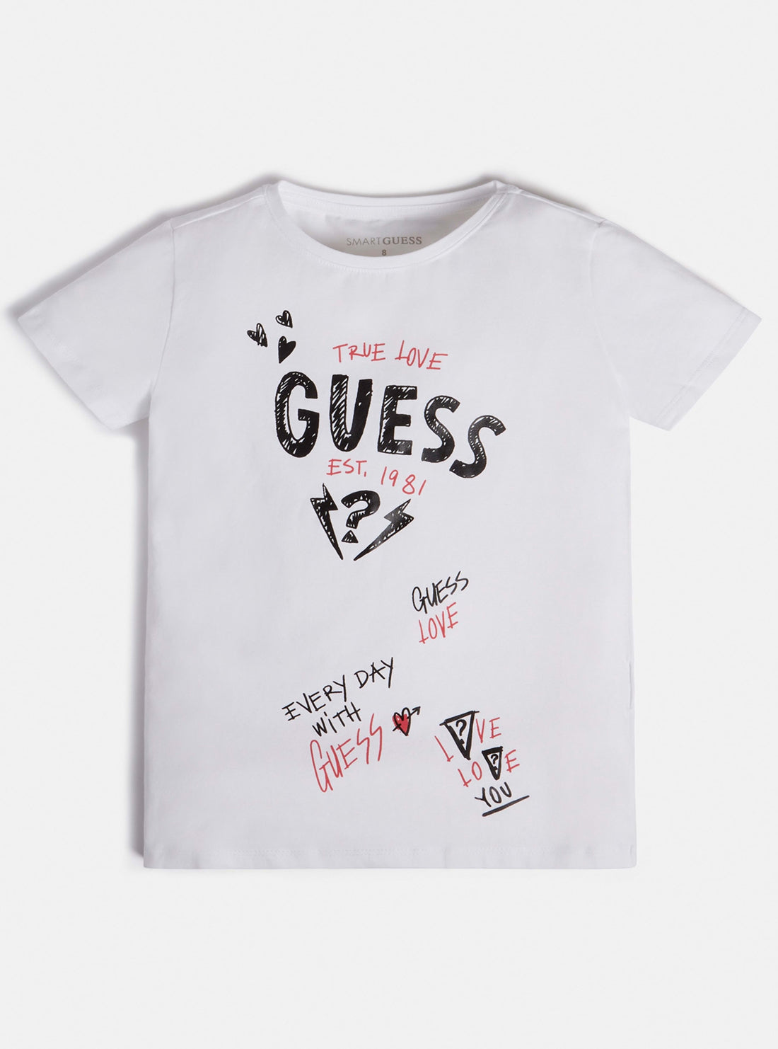 GUESS Little Girls White Love You Logo T-Shirt (2-7) J1BI03J1311 Front View