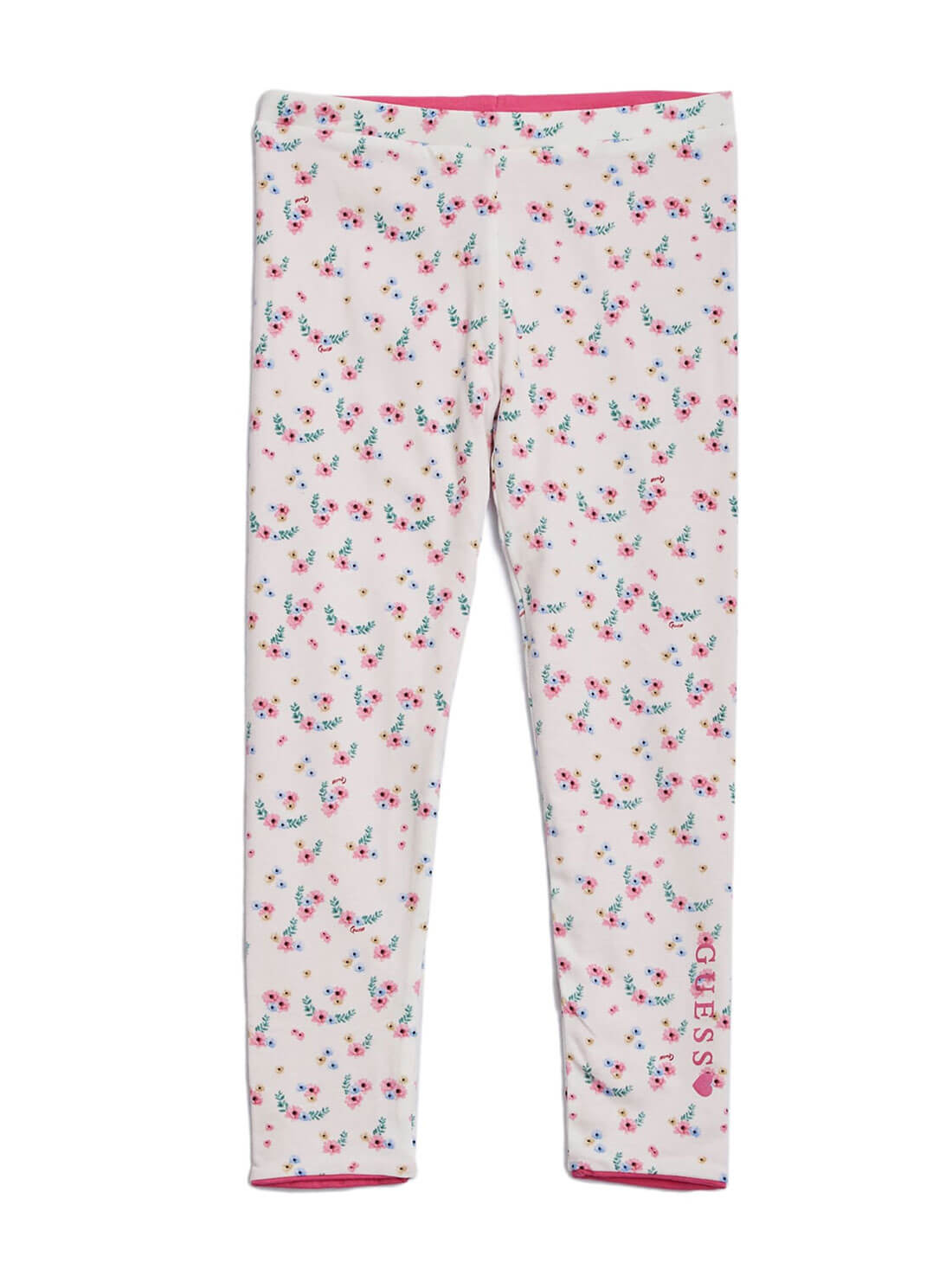 GUESS Little Girls Pink Mini Flowers Reversible Leggings (2-7)  K2RB01K6YW1 Front View