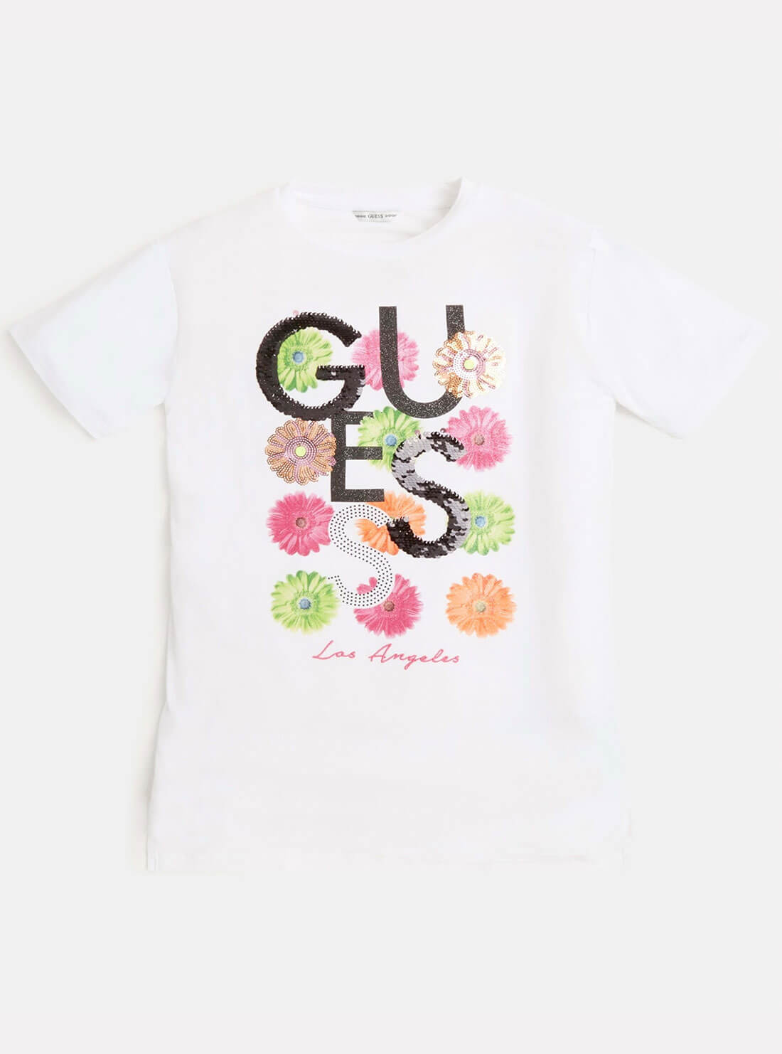 GUESS Big Girls White Floral Logo T-Shirt (7-16)J2RI07KAPO0 Front View