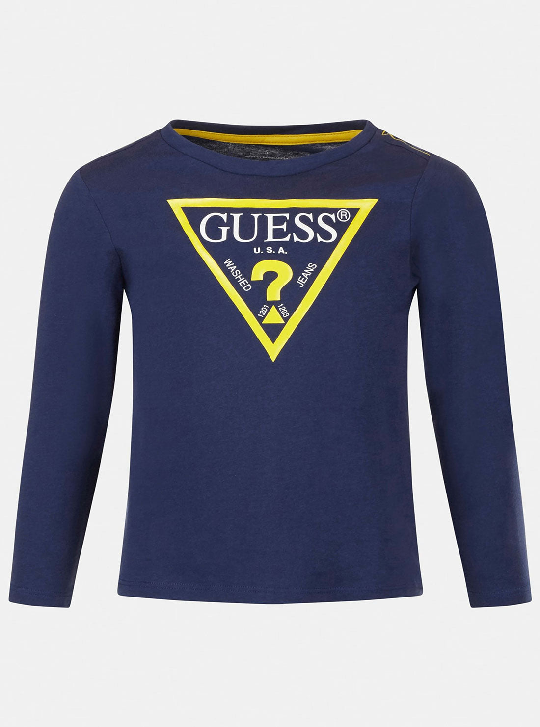 GUESS Little Boys Eco Navy Blue Triangle Logo T-Shirt (2-7) N84I24K8HM0 Front View