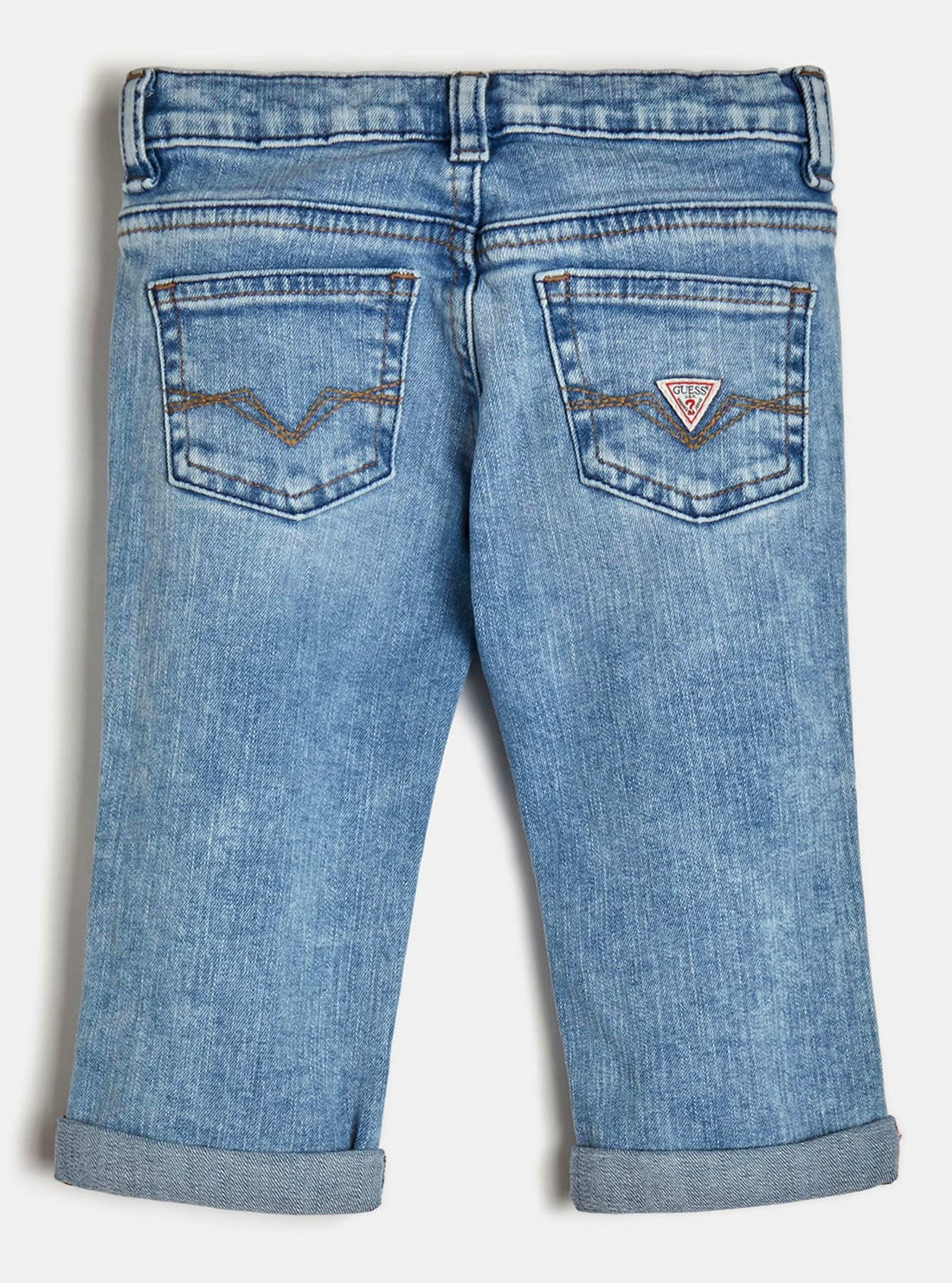 GUESS Little Boys Patch Denim Slim Pants In Blue Wash (2-7) N2RA04D46T0 Back View