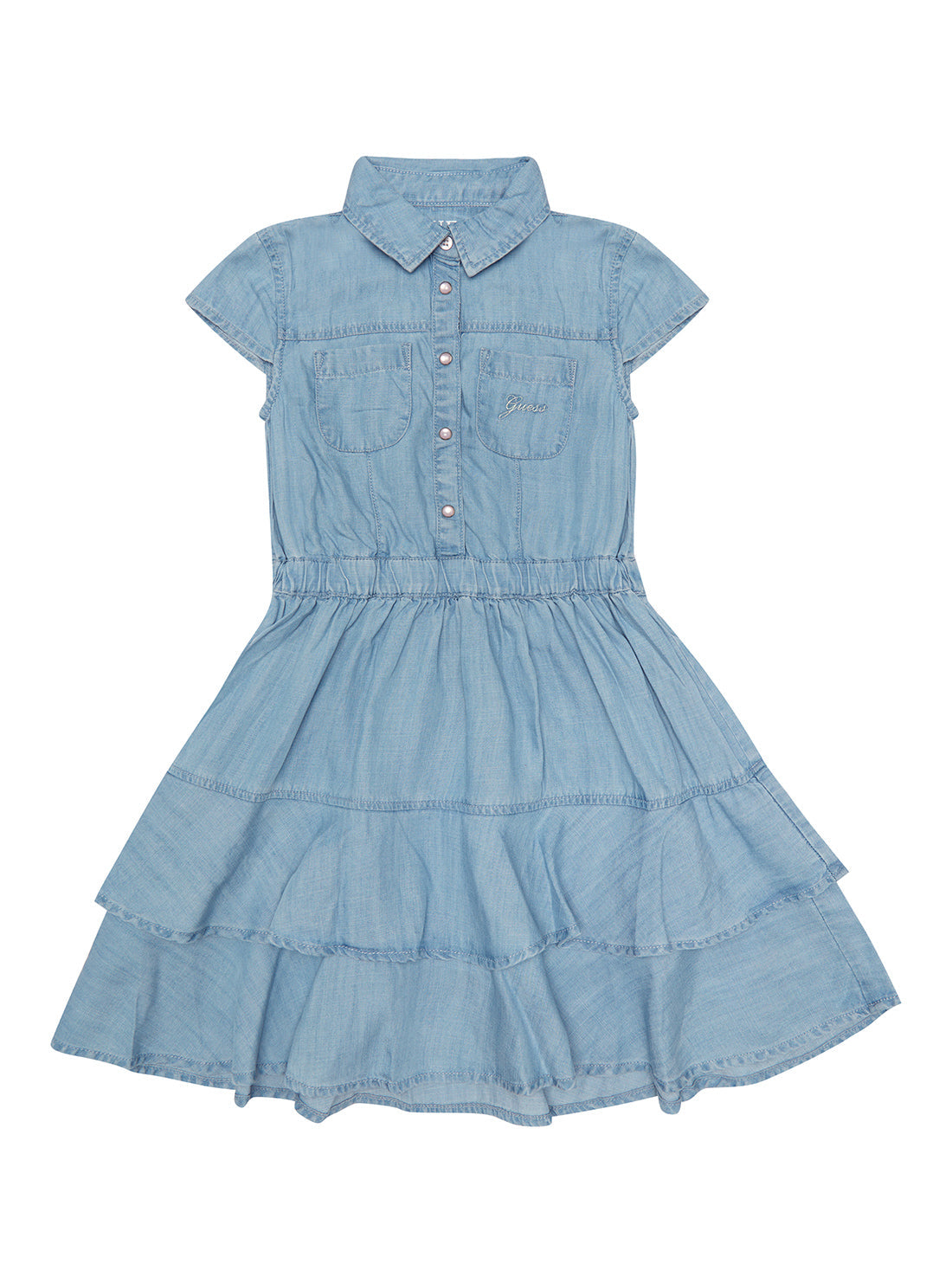 GUESS Little Girl Blue Wash Denim Dress (2-7) Front View