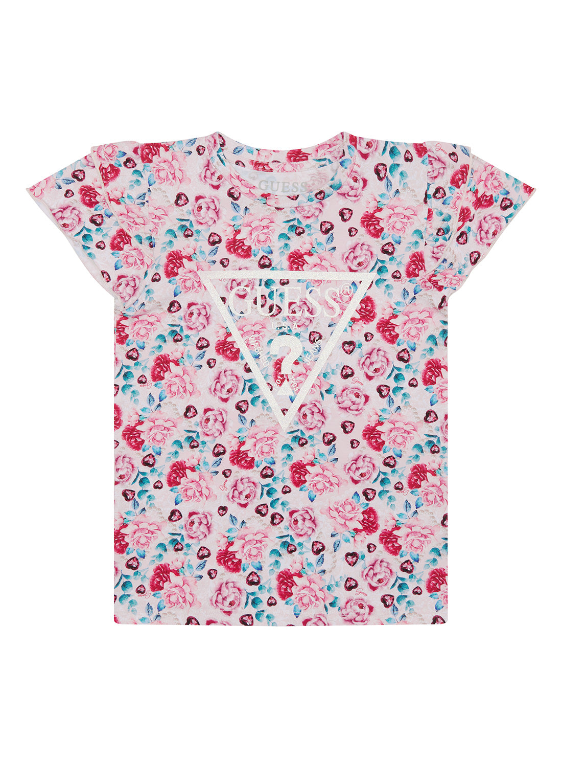 Flower Pink Print Logo T-Shirt (2-7)
