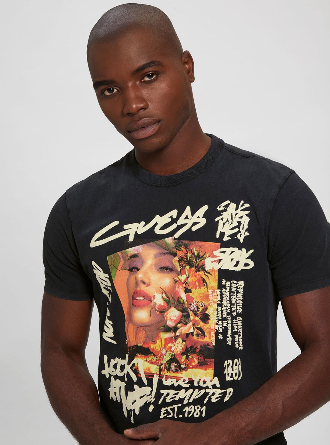 GUESS Men's Black Allure Graphic T-Shirt M2BI82KA260 Detail View