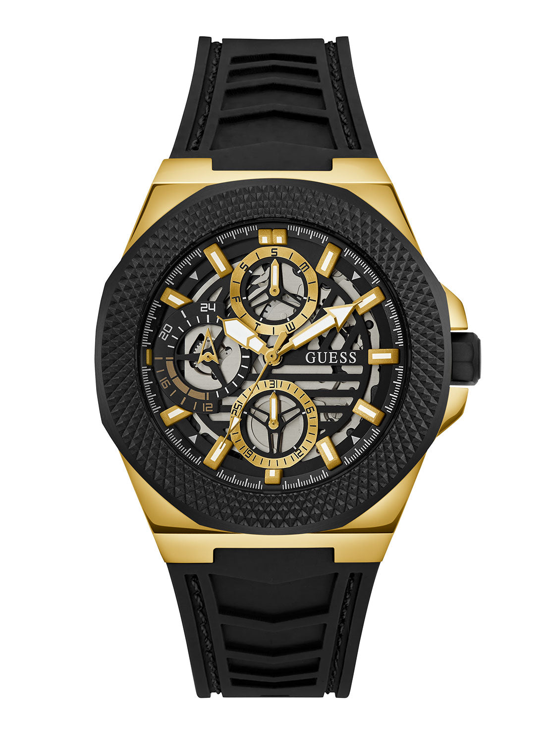 Guess black 2024 silicone watch