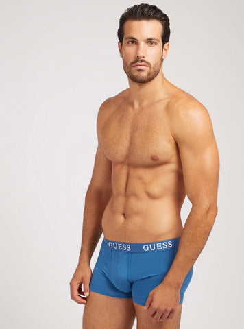 GUESS Men's Blue Combo Joe Boxer Trunk 3-Pack Set U2BG05K6YW0 Front View