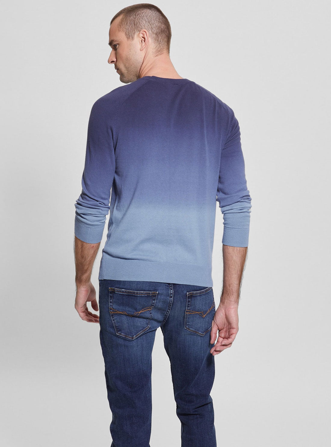 GUESS Men's Blue Pace Deep Dye Jumper M2BR18Z3190 Back View