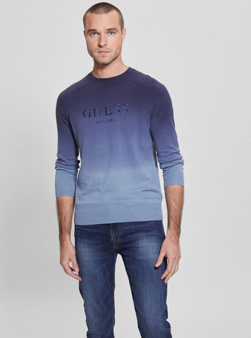 GUESS Men's Blue Pace Deep Dye Jumper M2BR18Z3190 Front View