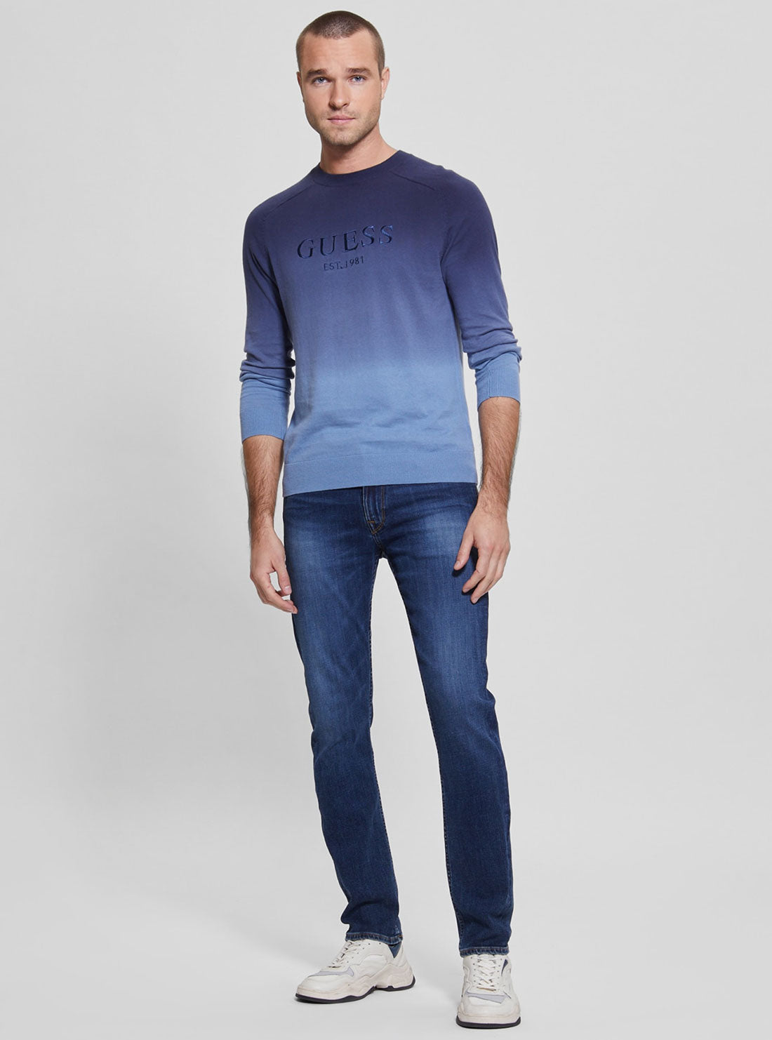 GUESS Men's Blue Pace Deep Dye Jumper M2BR18Z3190 Full View