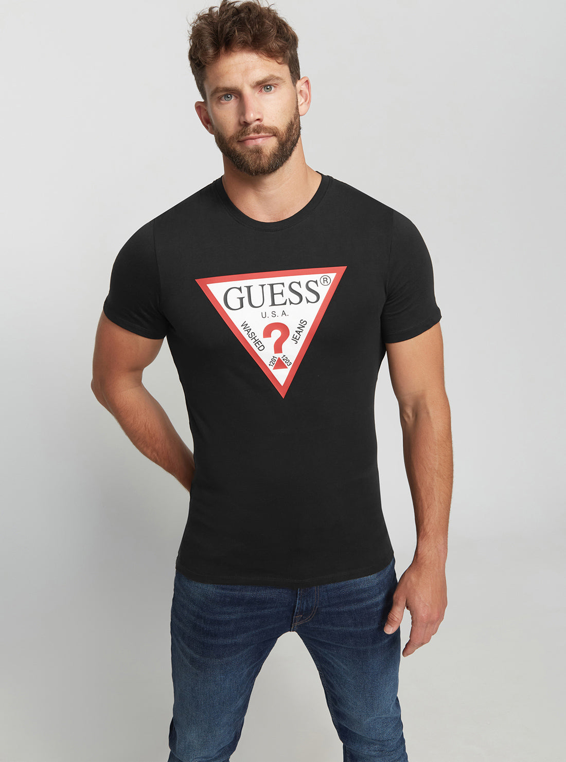 GUESS Men's Eco Black Original Logo T-Shirt M2YI71I3Z11 Front View