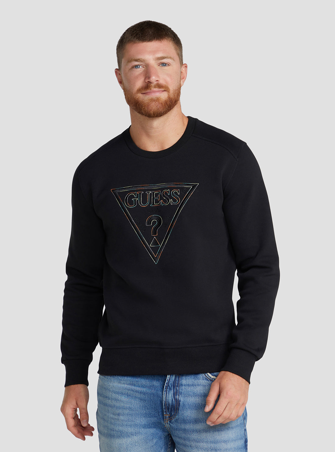 GUESS Men's Eco Black Vil Logo Jumper M3RQ11KBDE2 Front View