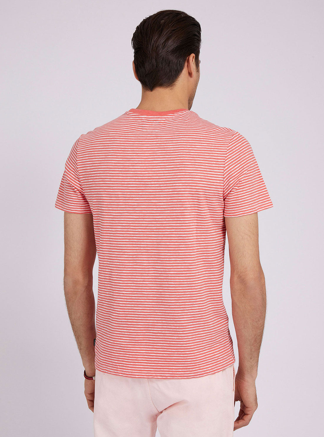 Eco Cranberry Splash Linen Pinstripe T-Shirt
