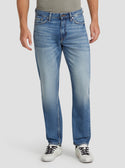 GUESS Men's Eco Mid-Rise Tapered Drake Denim Jeans In The Blazer Wash M3RA37D4T9C Front View