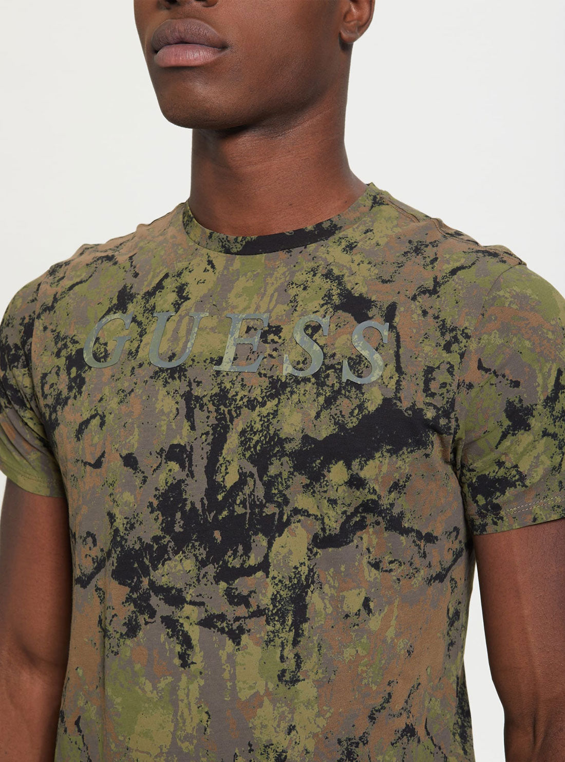 GUESS Men's Eco Multi Textured Camo T-Shirt M2BI66K9RM4 Detail View