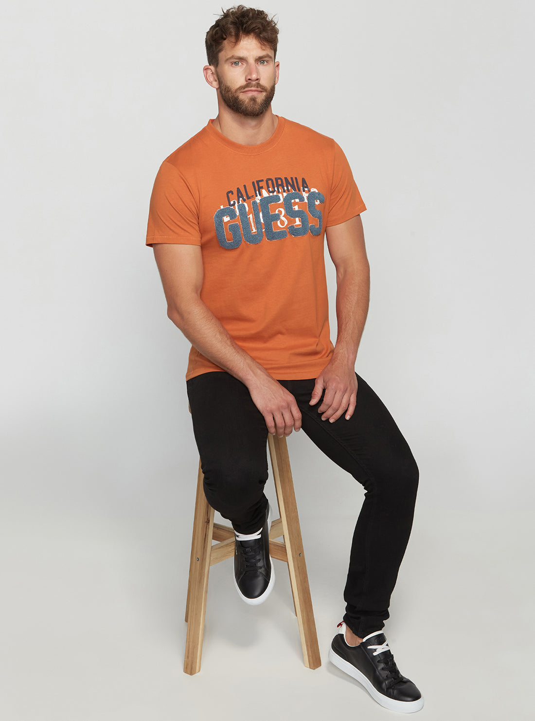GUESS Men's Eco Orange Arzen T-Shirt M2BI38K8FQ4 Full Seated View