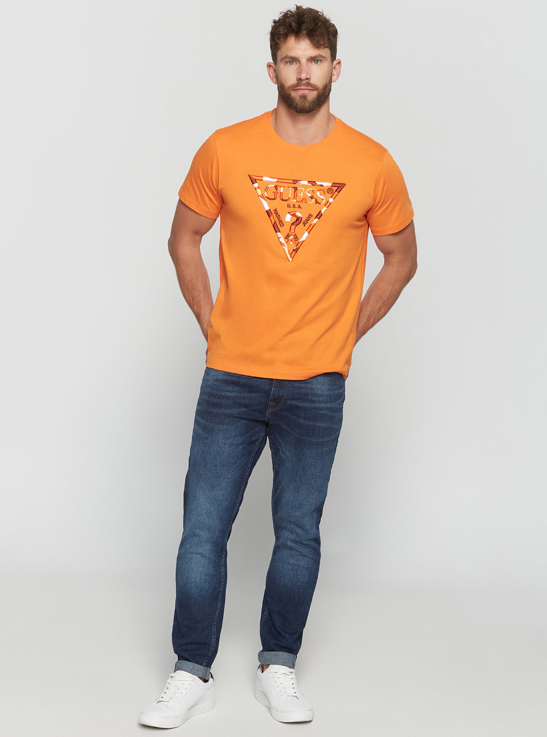 GUESS Men's Eco Orange Gad Logo T-Shirt M2BI33K8FQ4 Full View