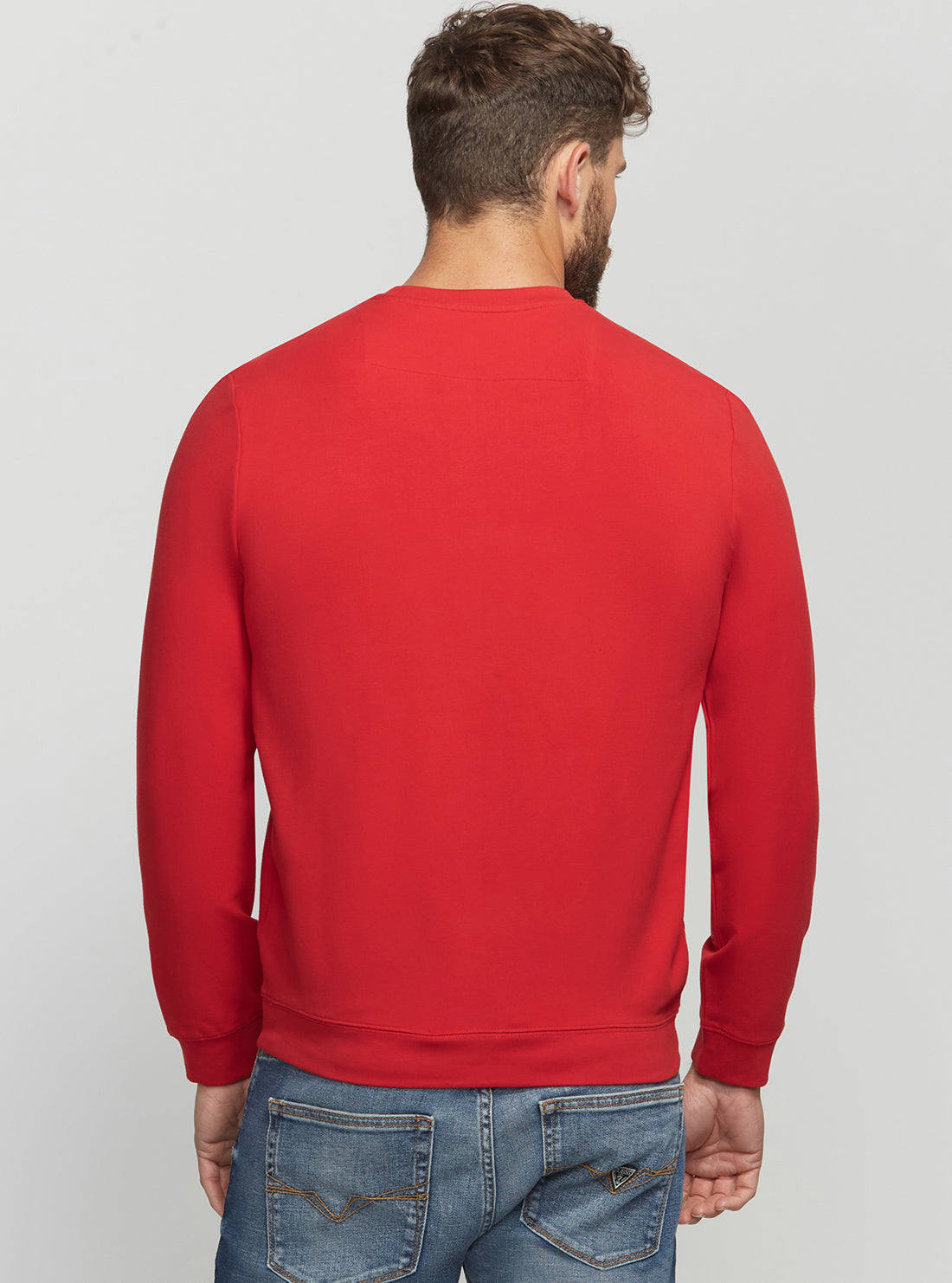 GUESS Men's Eco Red Audley Logo Jumper M2YQ37K6ZS1 Back View