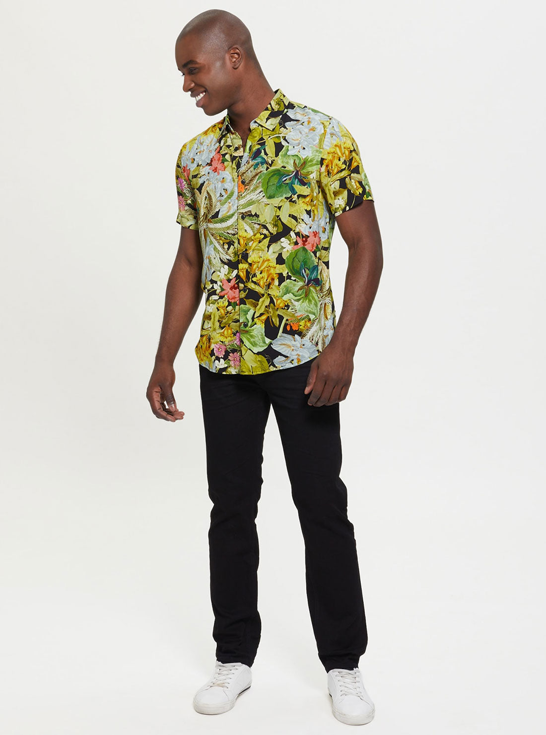 GUESS Men's Eco Storybook Floral Rayon Shirt M2BH22WD4Z2 Full View