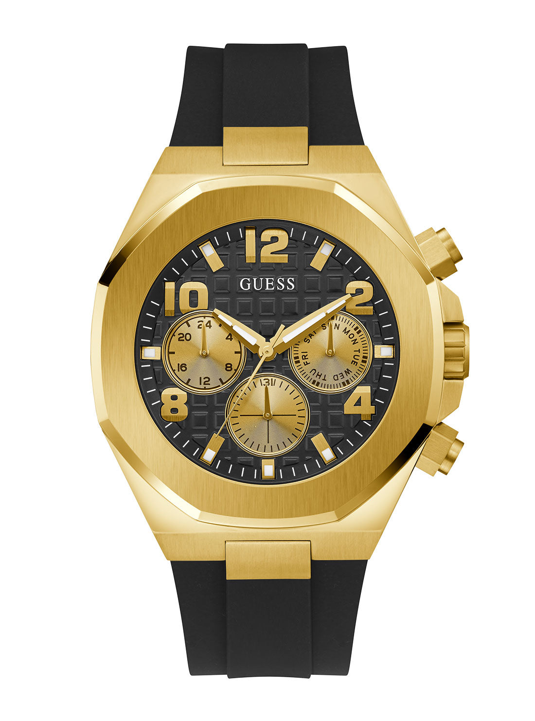 GUESS Men's Gold Empire Silicone Watch GW0583G2 Front View