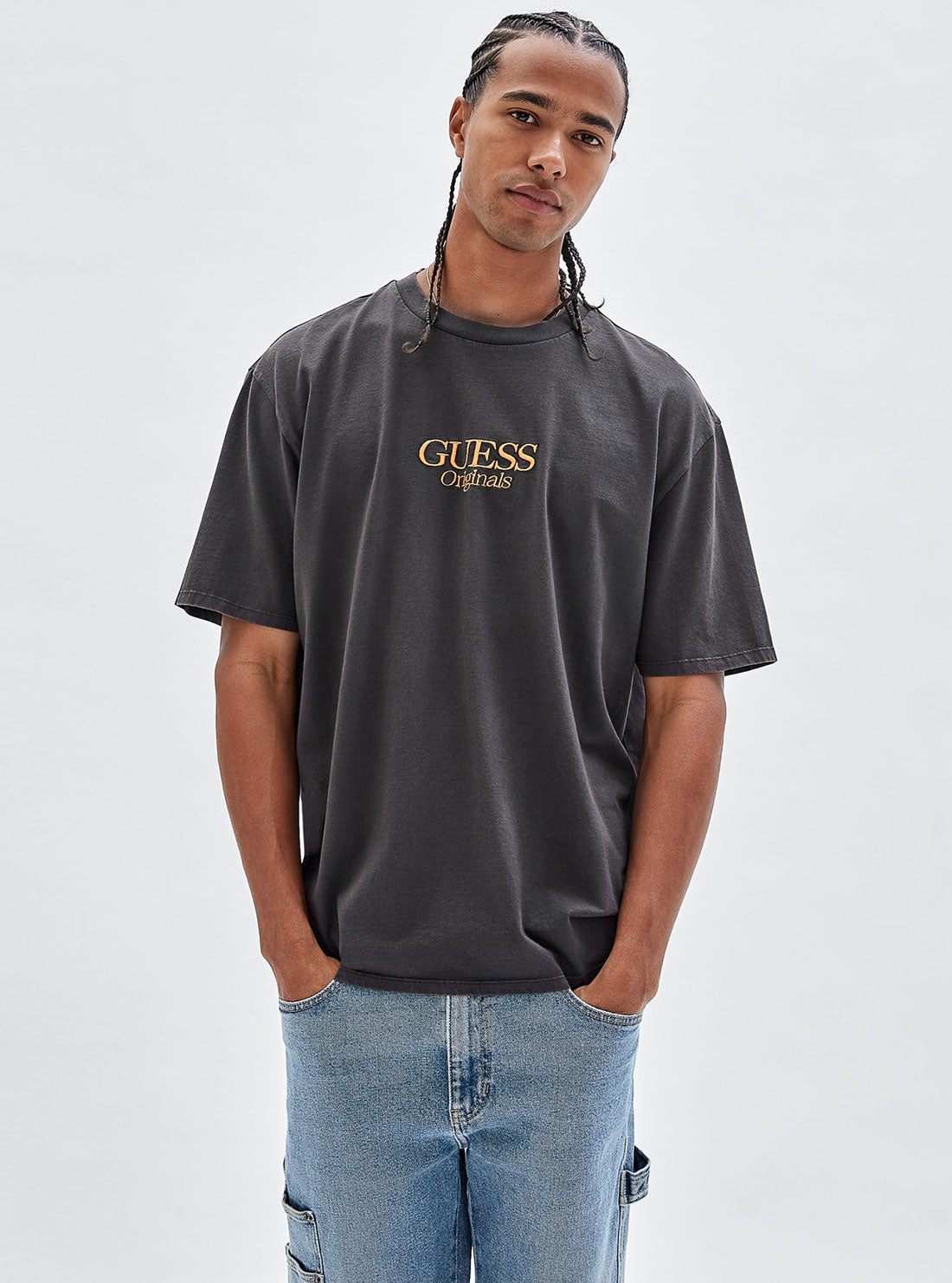 GUESS Men's Guess Originals Black Brent Logo T-Shirt M2BI24K9XF3 Front View