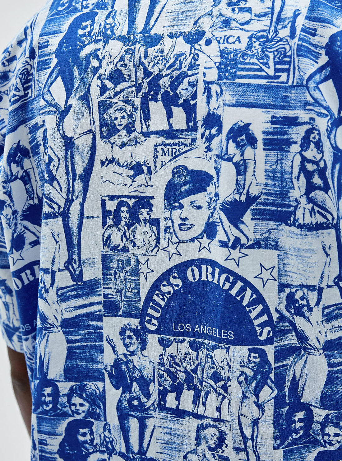 GUESS Men's Guess Originals Blue Vintage Shirt M2YH01WEOZ0 Detail View