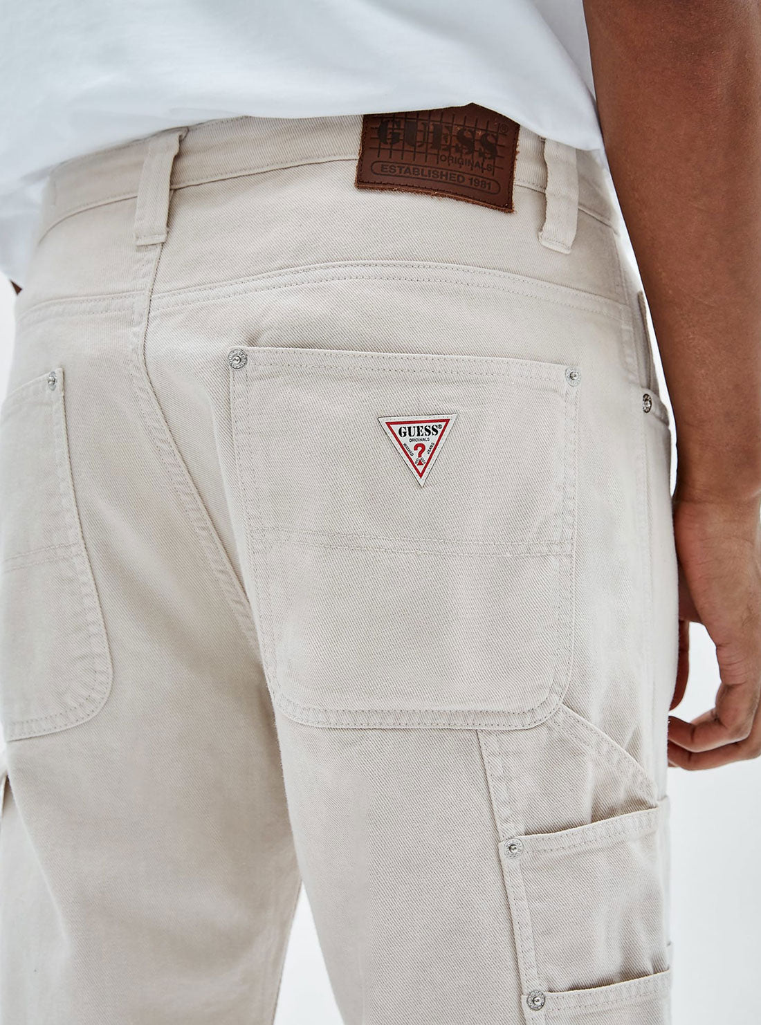 GUESS Men's Guess Originals Cream Hills Carpenter Pants M2YG37WEPL0 Detail View
