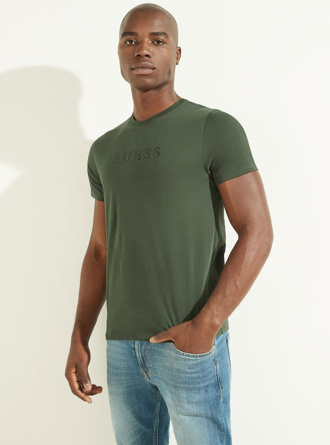 Olive green sale guess shirt