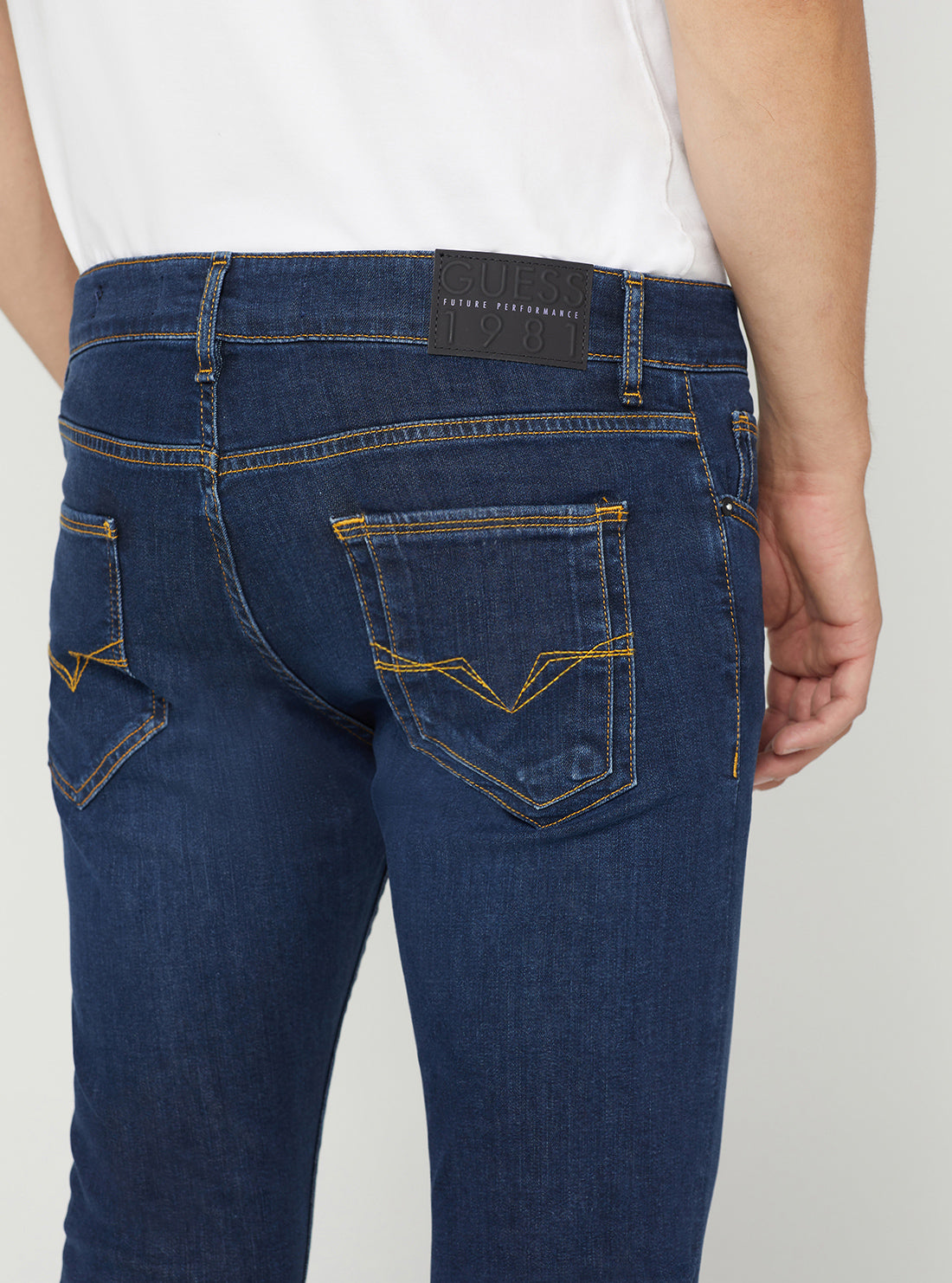 GUESS Men's Mid-Rise Slim Fit Miami Denim Jeans In Idols Wash M2YAN1D4PL1 Detail Back View