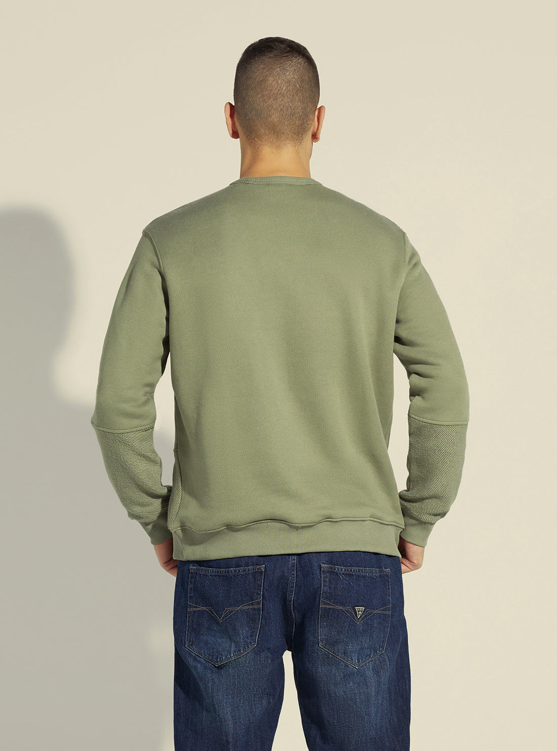 GUESS Men's Mossy Green Kuno Fleece Jumper M2YQ11KB871 Back View