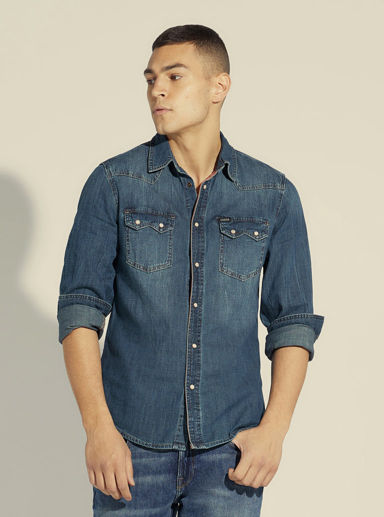 Nox Blue Western Shirt - GUESS