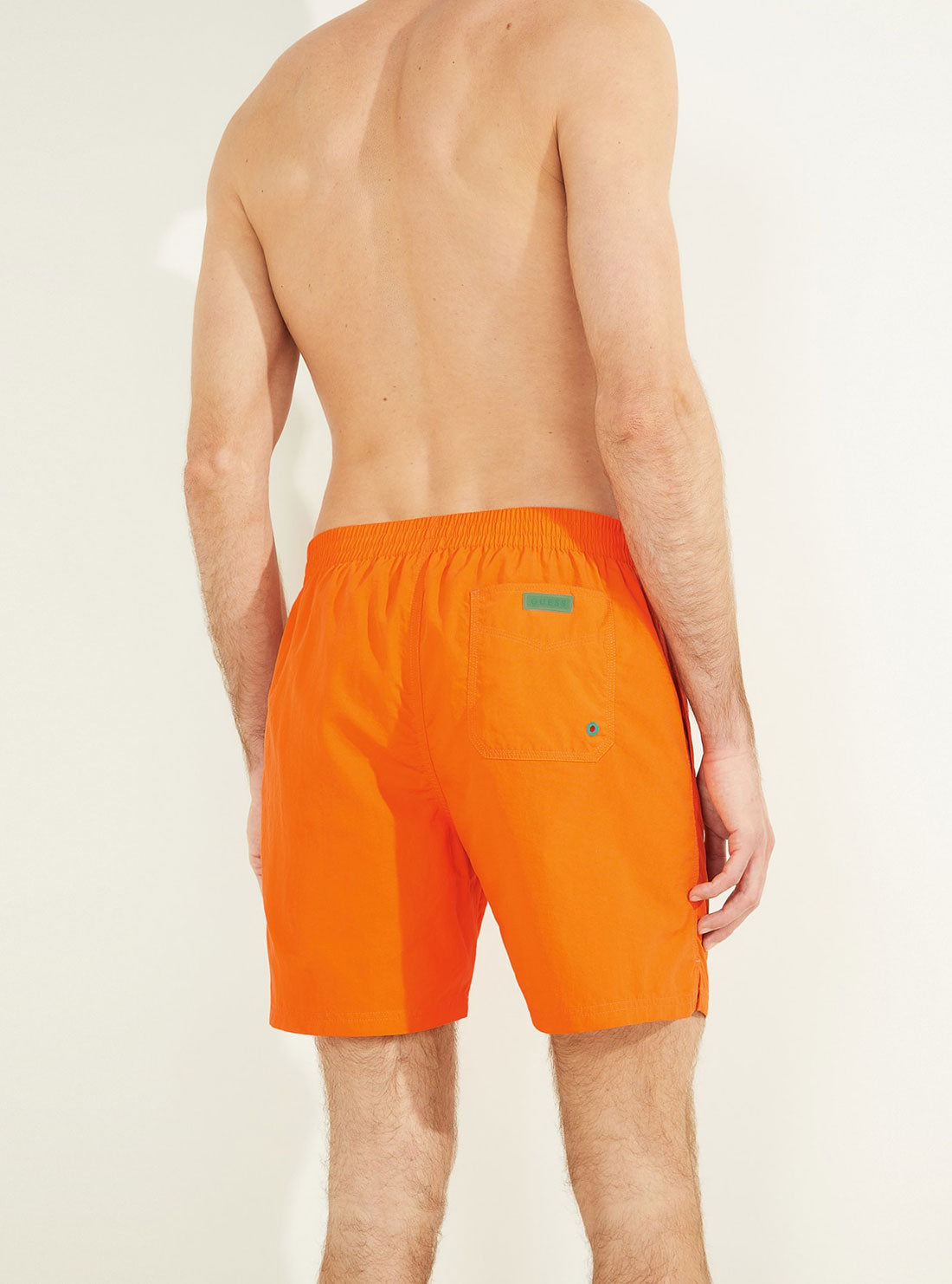 GUESS Men's Orange Nylon Woven Medium Swim Trunks F2GT26TEL27 Back View