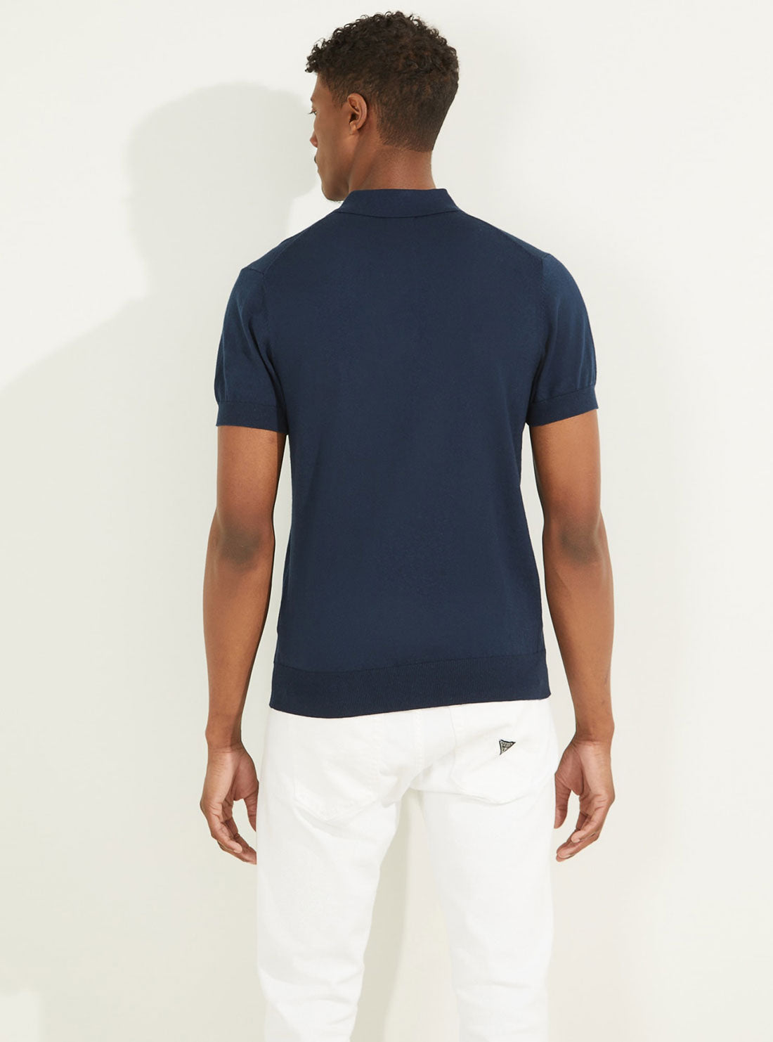 GUESS Men's Silk Blue Bryan Polo T-Shirt M2YR01Z3040 Back View