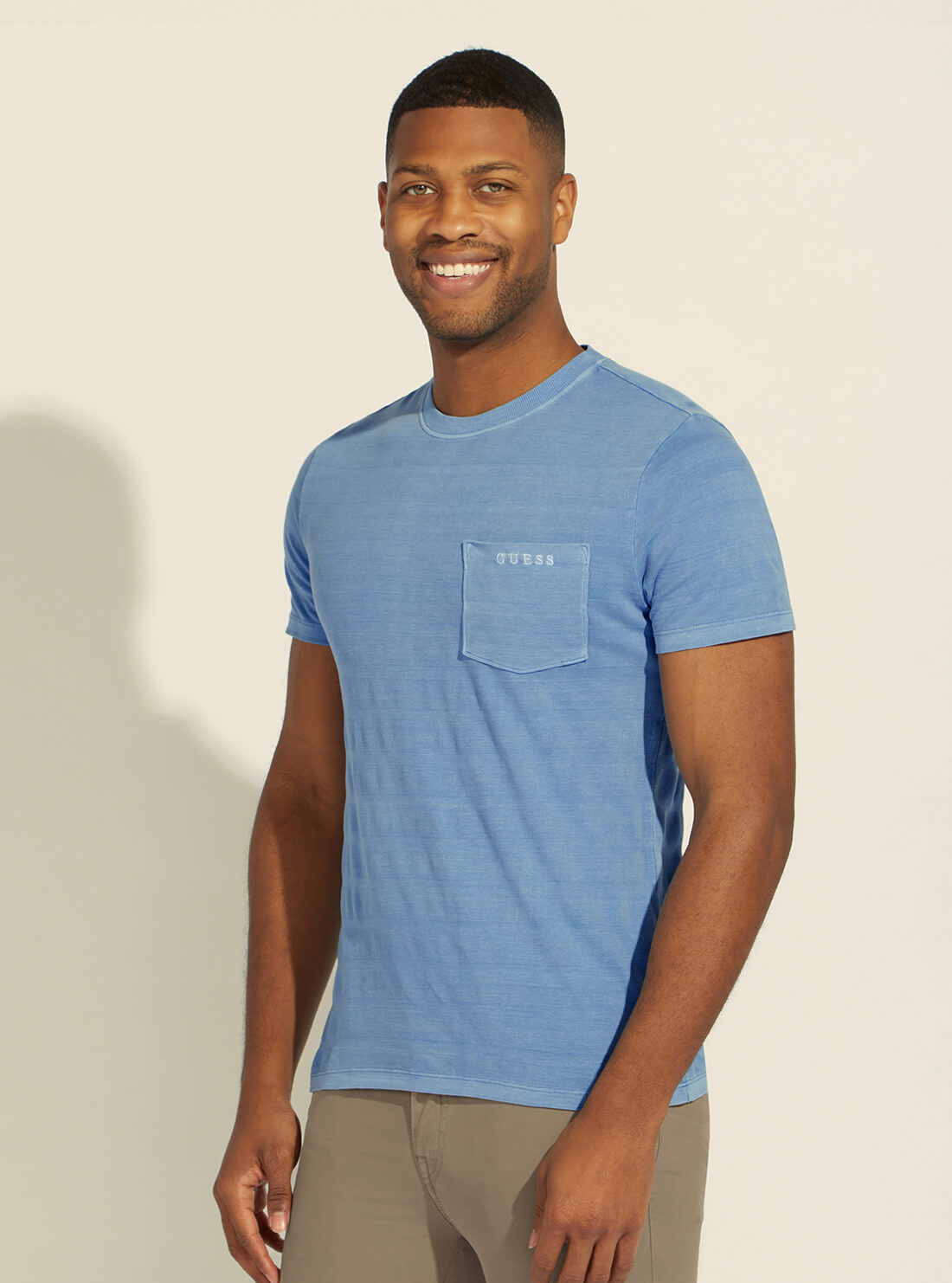 GUESS Mens Blue Vegas Logo T-Shirt M2GI07KB350 Front View