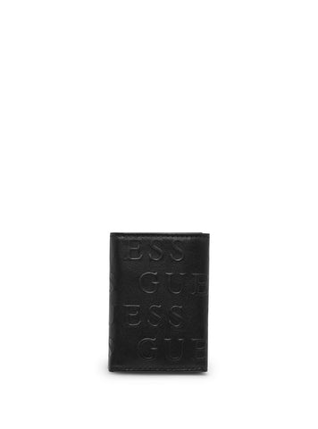 GUESS Men's Black Glenoaks Trifold Wallet 31GUE11041 Front View