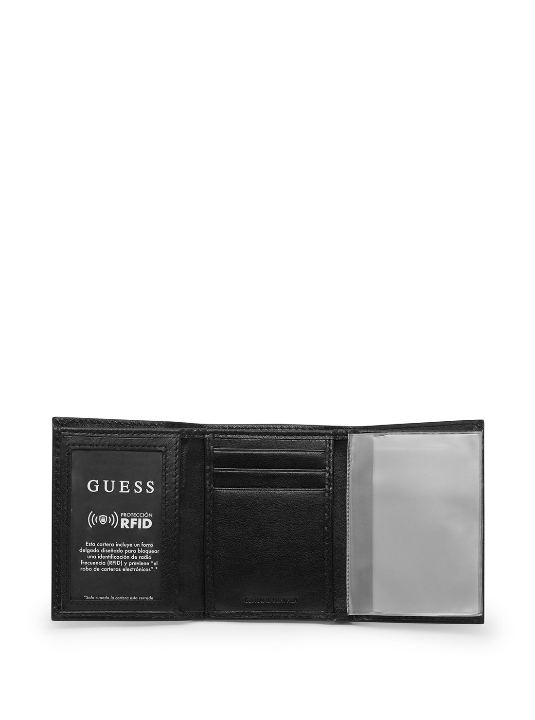 GUESS Men's Black Glenoaks Trifold Wallet 31GUE11041 Inside View