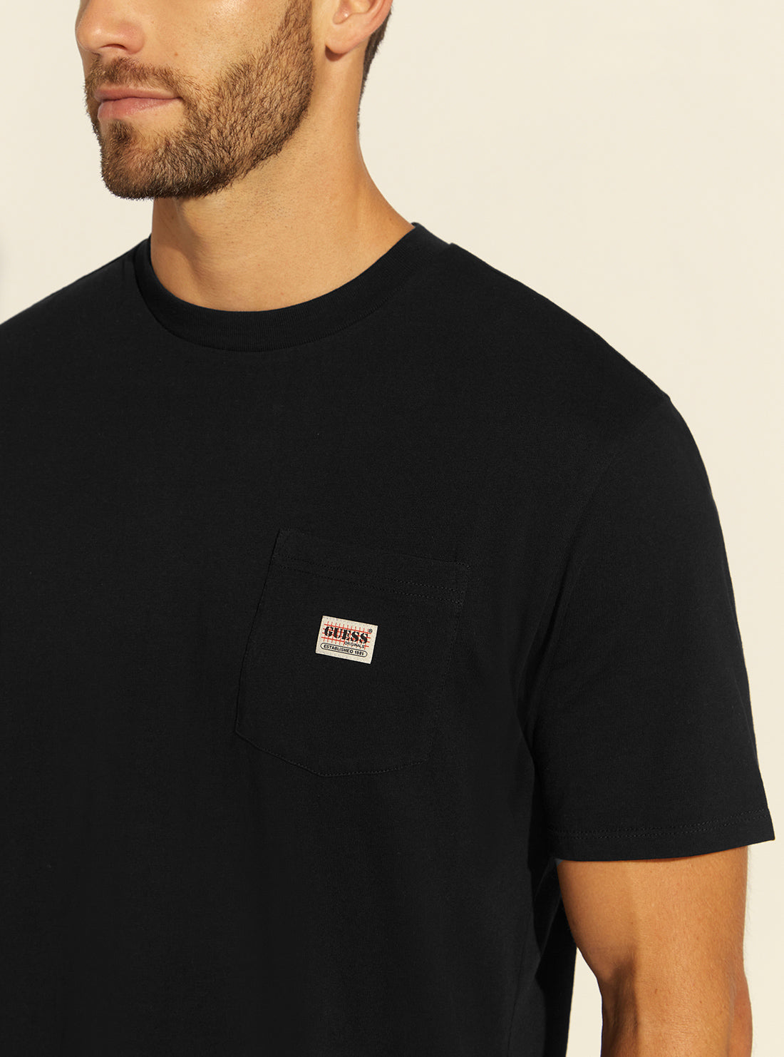 GUESS Mens GUESS Originals Black Pocket Label T-Shirt M1BI43K9XF1 Detail View