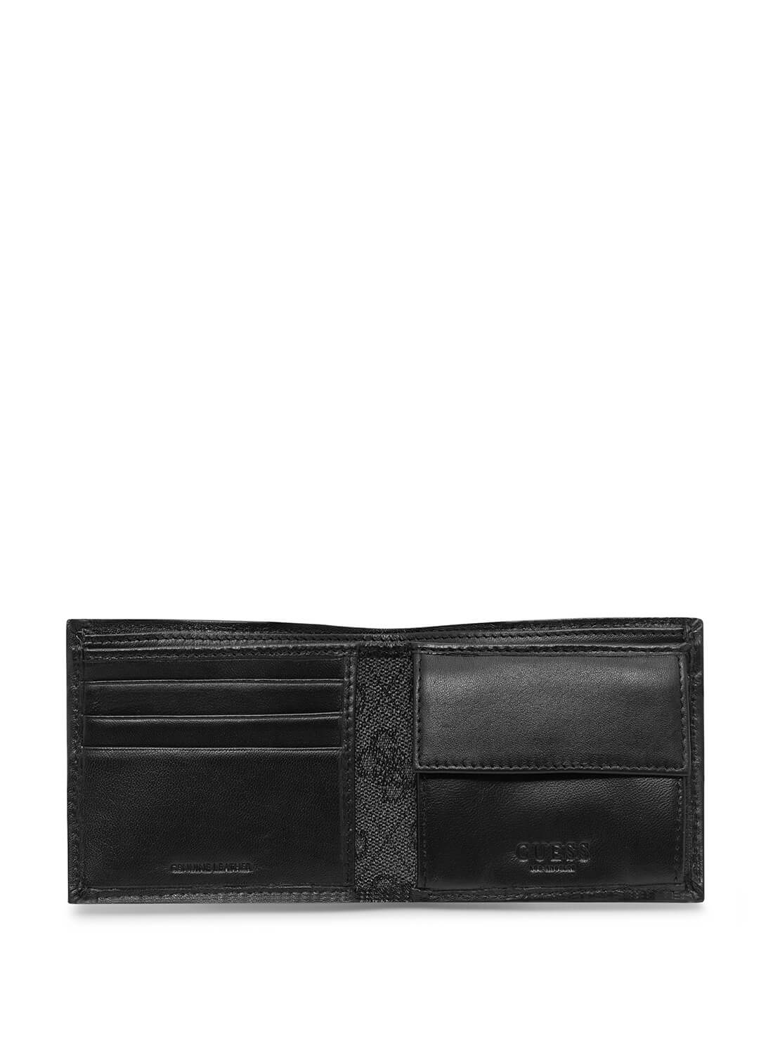 GUESS Men's Black Quattro G Slimfold Wallet 31GUE13217 Inside View