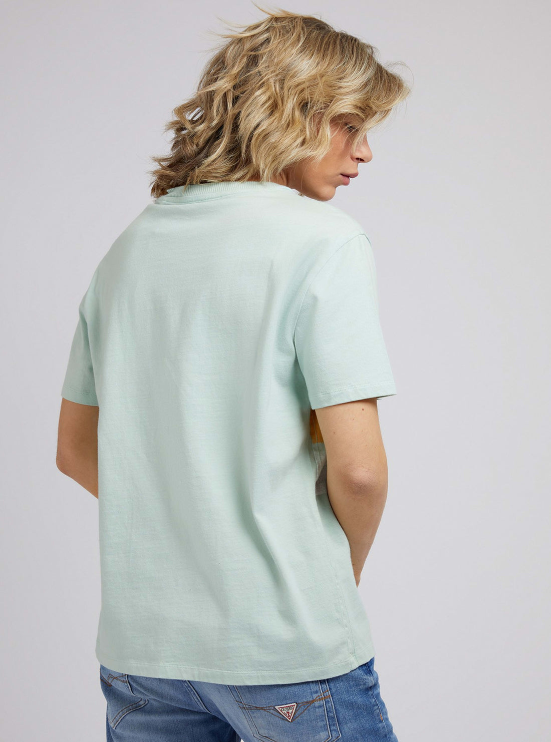 GUESS Mens Eco Soft Mint Painty Logo T-Shirt M2RI21K8FQ1 Back View