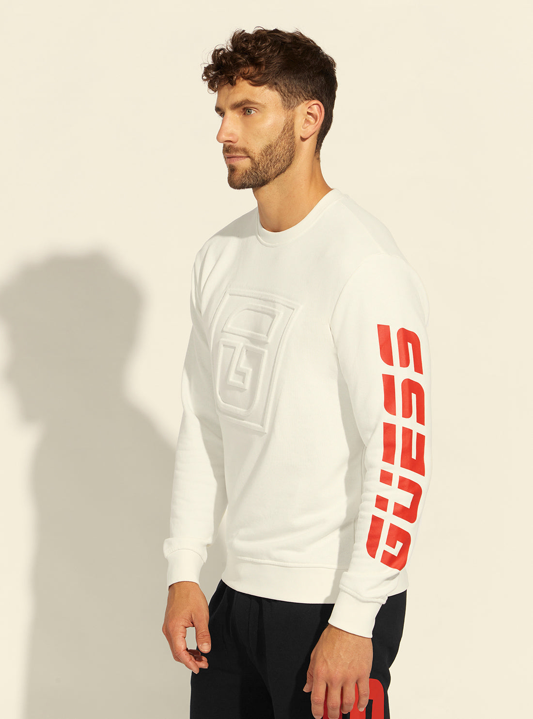 GUESS Mens  Eco White Derrick Active Jumper Z2RQ11KAIJ1 Side View